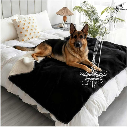 Waterproof Pet Blanket for Bed, Reversible Soft Flannel Love Blanket, Bed Blanket for Couples Washable, Spill-Proof Dog Throw Blanket for Couch, Sofa Protect, Camping,Black,60"x80" by Unknown