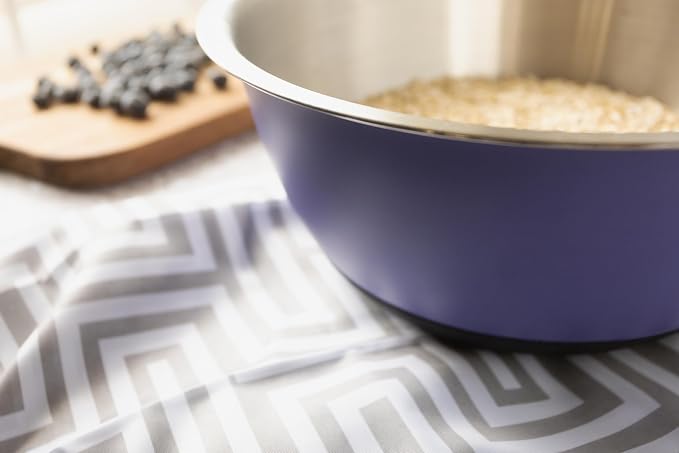 Fox Run Stainless Steel Mixing Bowl, 6.25 Quart Purple Mixing Bowl | Non-Skid Base For Easy Mixing | Cute Purple Design | Double Wall Stainless Steel Mixing Bowl For Temperature Retention - Image 5