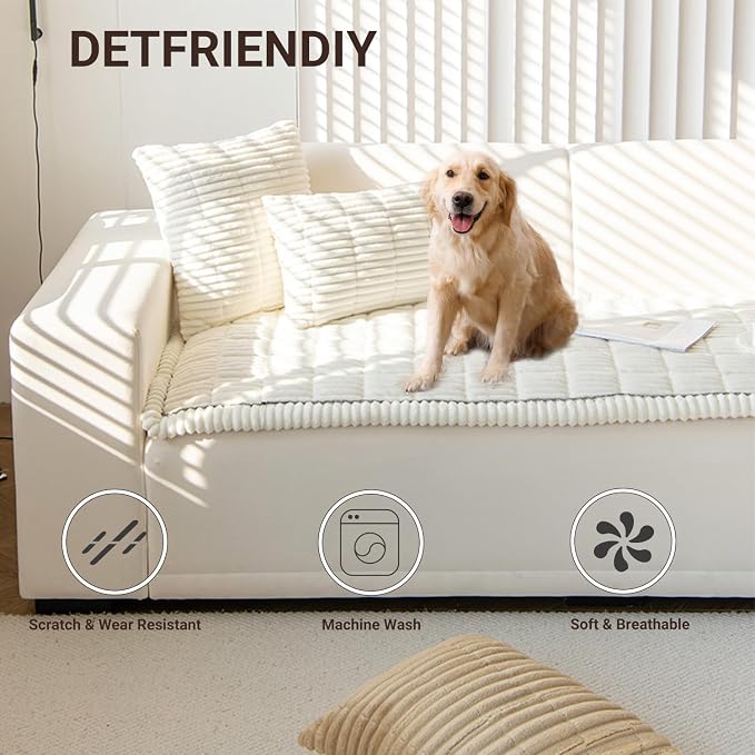 Pet Couch Cover Dogs Washable Non-Slip Couch Protector Fuzzy Cat Sofa Covers for 3 Cushion Sofa Pet Friendly Couch Protector Dog Mat for Couches and Sofas White, 27.6 x 70.9 - Image 3
