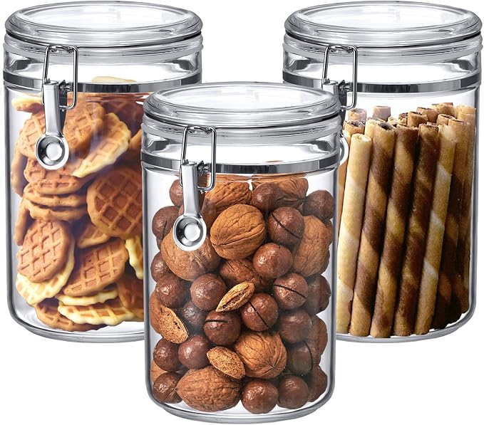 Amazing Abby - Cathy - 56-Ounce Plastic Canister (Set of 3), Plastic Airtight Food Container, Stackable for Pantry Storage, BPA-Free and Shatter-Proof, Perfect for Home and Commercial Use by AmazingAbby