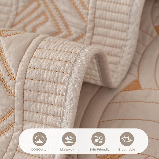 vctops Solid Color Cotton Quilted Sofa Couch Cover Weave Pattern Soft Sectional Couch Covers Embroidery Non-Slip Sofa Slipcover for Dogs, Children, Pets Furniture Protector (Khaki,36"x94") - Image 4