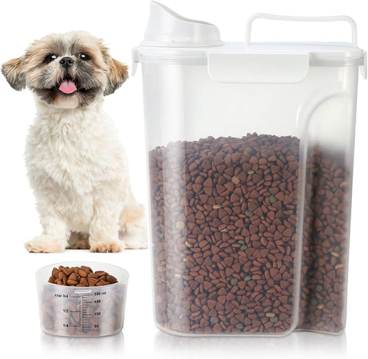 TBMax Dog Food Storage Container 5-7 lbs, Airtight Cat Food Container with Larger Spout & Measuring Cup, Portable Pet Food Storage Dispenser for Small Animal Kibble Storage, Bird Seed Container by TBMax
