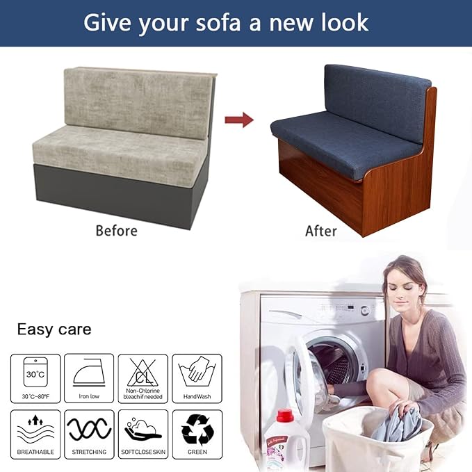 NILUOH RV Dinette Cushion Covers Waterproof Couch Cushion Slipcovers Stretch Camper Cushions Cover Replacement Sofa Slipover for Travel Trailer Couch Includes 2 Backrest Cover & 2 Bench Cover,01 - Image 6