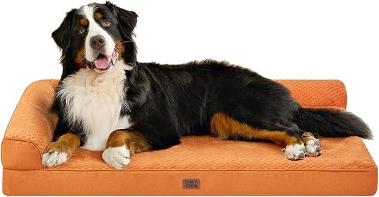 EHEYCIGA XXL Dog Bed Memory Foam, Orthopedic Giant Dog Bed Jumbo with Washable Removable Cover, Waterproof Pet Sofa Couch with Nonskid Bottom, 48x35x7.5, Pumpkin by EHEYCIGA
