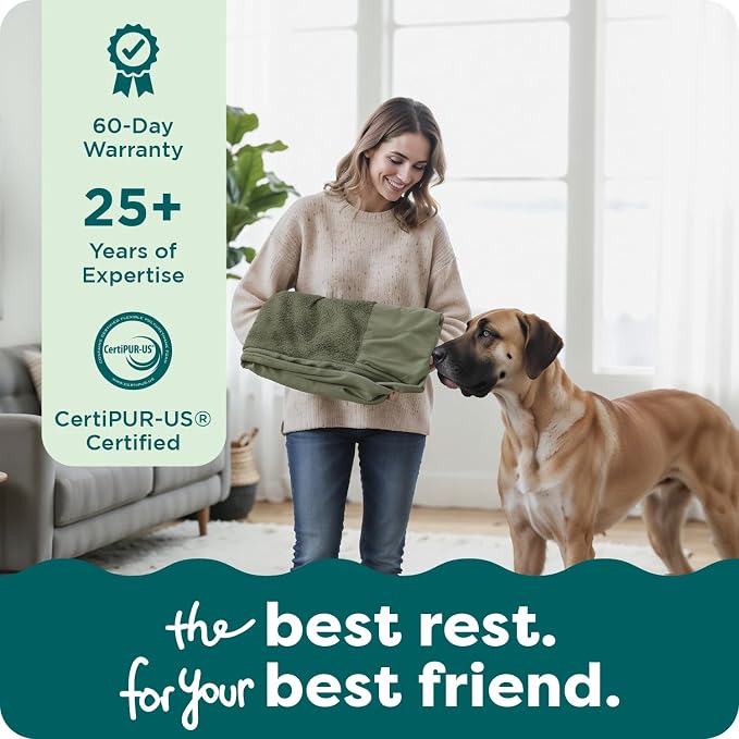 Furhaven Replacement Dog Bed Cover Faux Fur & Velvet Sofa-Style, Machine Washable - Dark Sage, Medium - Image 9