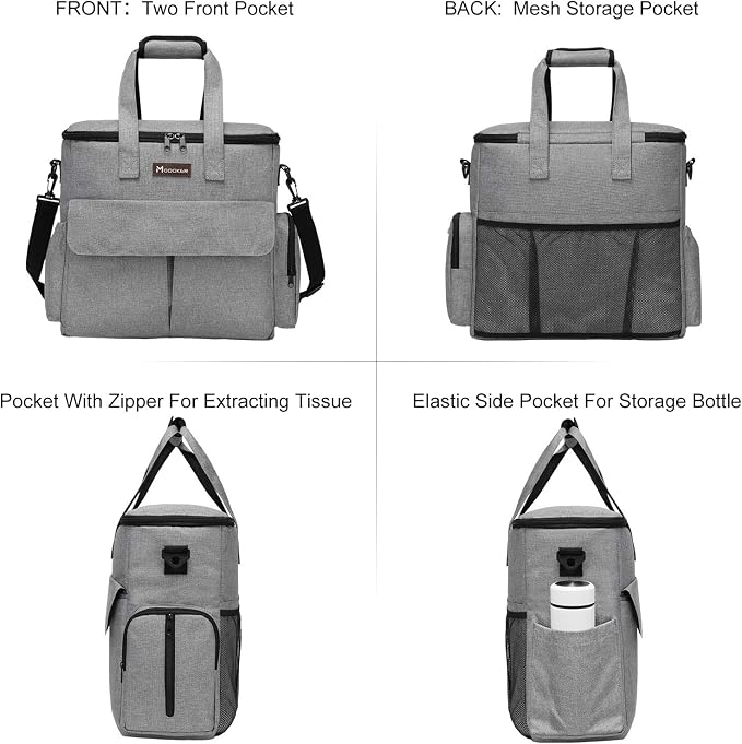 Modoker Weekend Dog Travel Bag Set with 2 Food Bags, 2 Bowls and Mat, Grey | Dog Travel Accessories Organizer for Camping and Road Trips with Roomy Storage, Multiple Pockets and Water-Resistant Oxford - Image 2