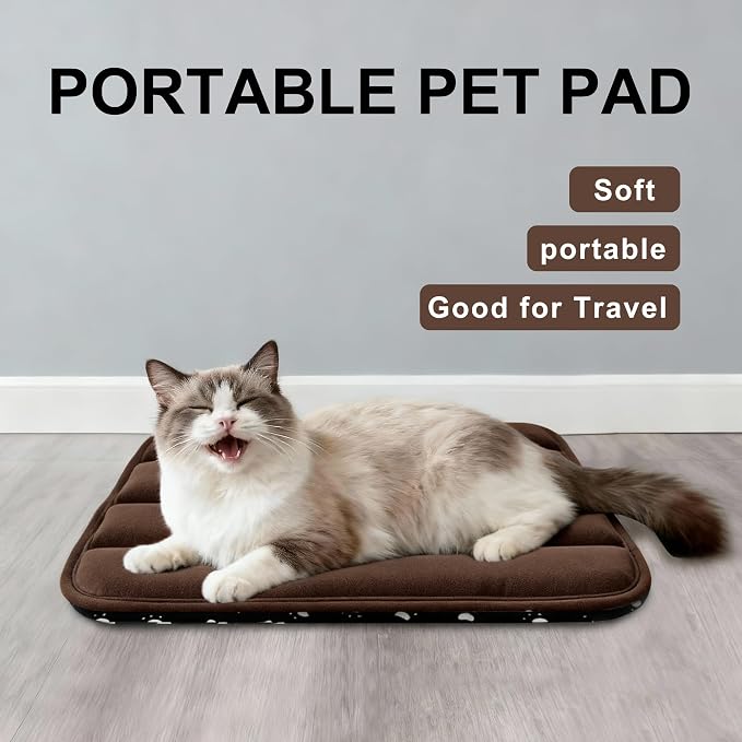 Dog Bed Mat, Reversible Dog Crate Pad with Washable Kennel Mat and Soft Foam, Flat Pet Bed for Dogs & Cats, for Crates Carriers & Travel (Dark Brown, 18" L*12" W*1.5" Th) - Image 2
