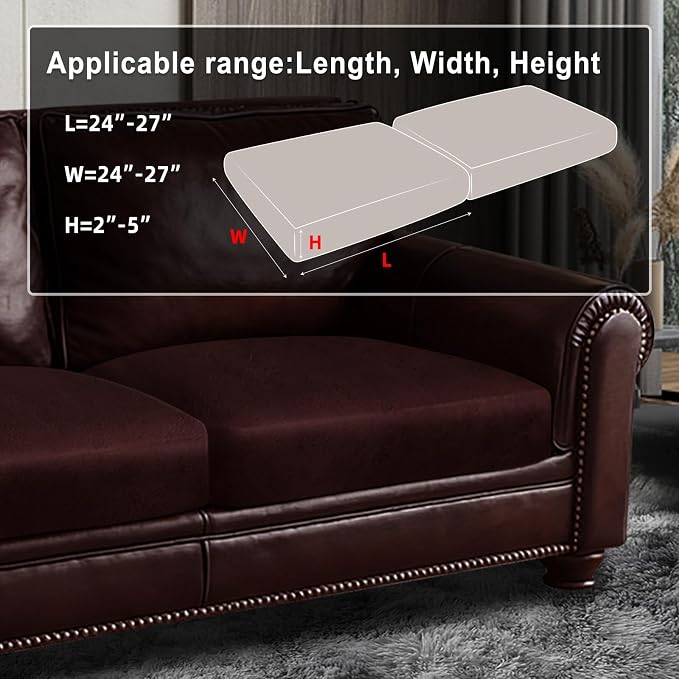 ANARACHON Leather Look Couch Cushion Covers Sofa Seat Slipcovers Sets Couches Furniture Protector for Sectional Armchair Loveseat Pets Kids Stretch Spandex Fabric (2 Cushion Loveseat, Burgundy) - Image 3