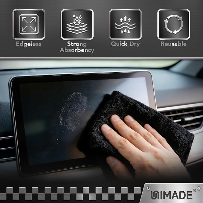UNIMADE Microfiber Cleaning Cloth, 24 Pack Reusable Microfiber Towels | for Cars Lint Free Cleaning Shop Towel Rags for Home Kitchen Automotive Bar Mechanic Restaurant Garage, 11"x 12", Grey - Image 6