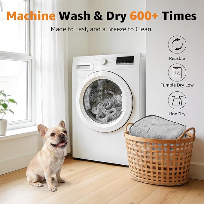 LOOBANI 2 Pack Extra Large Washable Pee Pads for Dogs 72"x72", Gray | Non-Slip Reusable Dog Mat, Super Absorbent & Waterproof Whelping Pads For Floor, Bed, Incontinence, Housebreak, Leak-Proof - Image 5