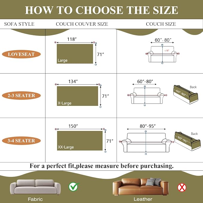 STACYPIK Vintage Green Ginkgo Sofa Cover for Pets, Botanical Floral Couch Cover for Sectional, Farmhouse Furniture Protector for 2 Cushion Couch Washable, Soft Loveseat Slipcovers Blanket-71X118IN - Image 4