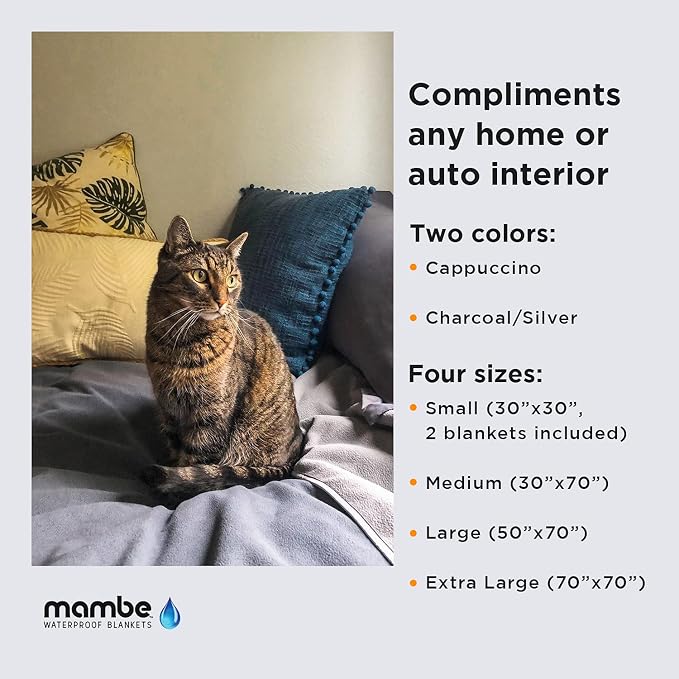 Mambe Non-Slip Pet Blanket Small, Cappuccino - Soft and Silky Waterproof Throw - Machine Washable Fleece - for Protecting Furniture from Stains and Accidents - for Dog and Pet Fur - Image 4