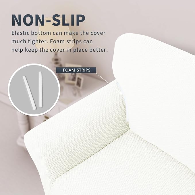 Easy-Going Stretch Jacquard Couch Cover, 1-Piece Soft Sofa Cover, Sofa Slipcover with Anti-Slip Foams, Washable Furniture Protector for Kids, Pets (Sofa, Cream) - Image 4