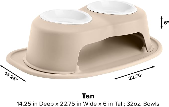 WeatherTech Double High Pet Feeding System w/Plastic Dog/Cat Bowls - 6" High Stand Tan (PDHC3206TNTN) - Image 3