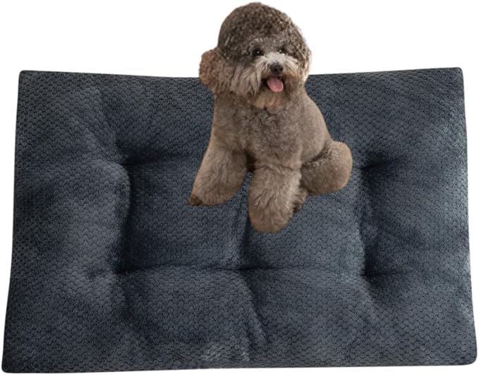 Dog Bed for Crate, Washable Mats for Sleeping, Soft and Fluffy, with Anti-Slip Bottom, Warm Dog Beds for Small Medium Large Dogs Cats Puppy Kitten (Dark Gray,X-Small) by Unknown