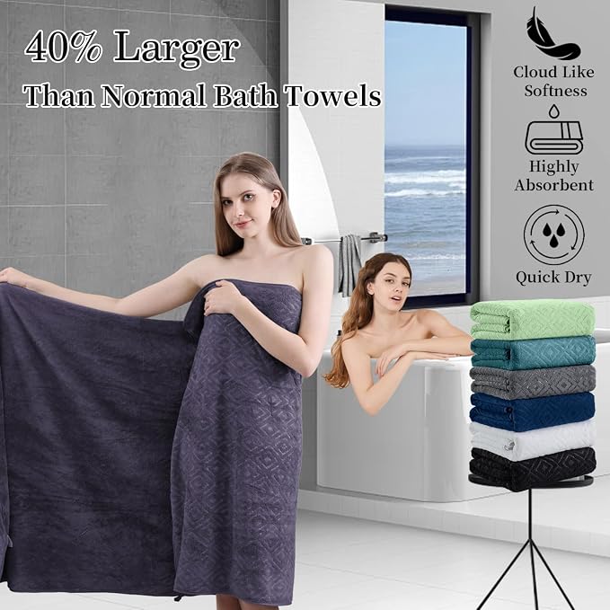 Bath Towel Set of 4 Extra Large Bath Sheet 35"x70" Oversized Bath Towel Soft Microfiber Bathroom Towel for Adults Highly Absorbent Quick Dry Towel Set for Bathroom,Hotel,Shower Bath Sheet Towel Plum - Image 5
