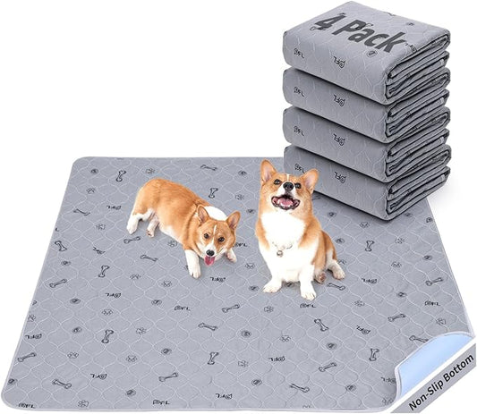 Washable Pee Pads for Dogs, 4 Pack Puppy Pads Washable with Non Slip Bottom,Absorbent Reusable Whelping Pads Dog Mats for Floor Protector, Couch Cover, Crate, Puppy Training 24x36 by PICKFORLIFE