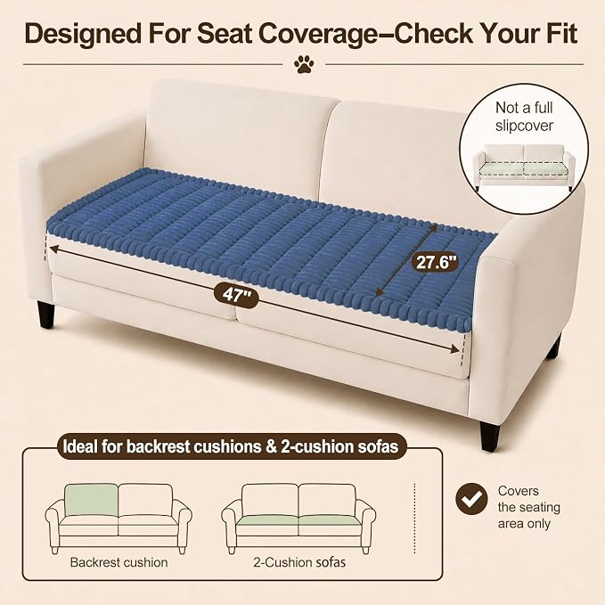 decorUhome Couch Cover for Dogs, Non Slip Fuzzy Thick Pet Sofa Protector | Pet Friendly, Couch Covers for Sofa, Machine Washable, Fits Backrest Cushions & 2-Cushion Sofa, Navy Blue, 27.6" x 47" - Image 8