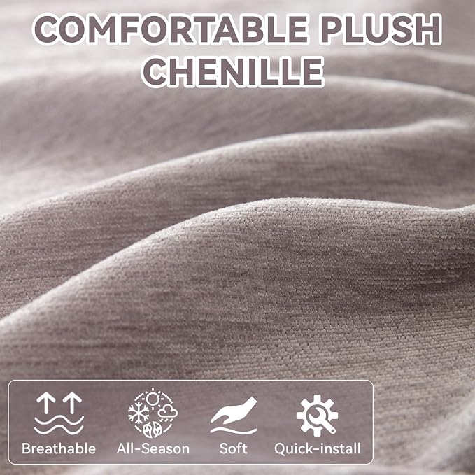 VClife Couch Cover Light Gray Chenille Sofa Cover for Dog Cat, Soft Breathable Couch Cover for 2 Cushion Couch Sofa Pet Friendly Loveseat Cover Washable Sofa Slipcover for Sectional Couch, 71"X118" - Image 4
