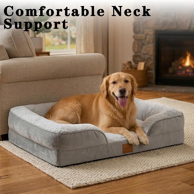 Orthopedic Dog Bed,Waterproof Memory Foam Dog Bed with Washable Removable Cover, Featuring Waterproof Lining and Non-Slip Base,Bolster Dog Couch,Suitable for Use with Dog Crate and Indoors. - Image 7