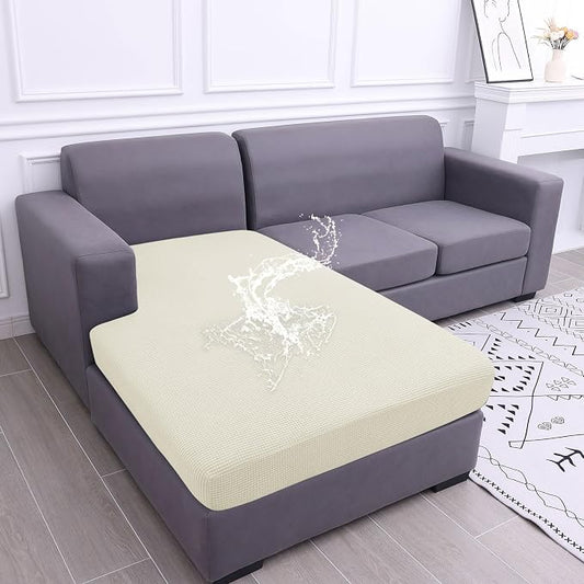 hyha Waterproof Sectional Couch Covers, Non Slip Sofa Cushion Covers | L Shape Sectional Fit, Stretch Jacquard Fabric, Elastic Bottom, Waterproof Protection (1 Piece for Chaise) by hyha