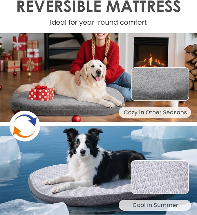 Orthopedic Dog Bed for Large Dogs, Pet Sofa Bed, XXL, Dark Gray | Orthopedic egg crate foam, 4-sided bolster support, anti-slip bottom, pet sofa bed for extra large dogs - Image 2