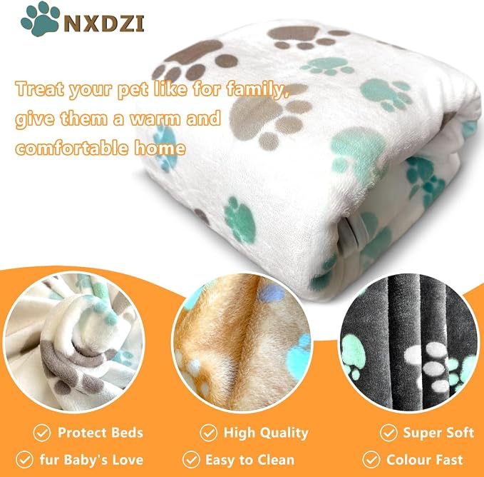 Dog Blankets for Large Dogs, 3 Pcs Dog Blanket Washable, Soft Fluffy Flannel Pet Blanket Mat Cover for Bed Couch, Cute Print Puppy Blanket 60" x 50" - Image 2