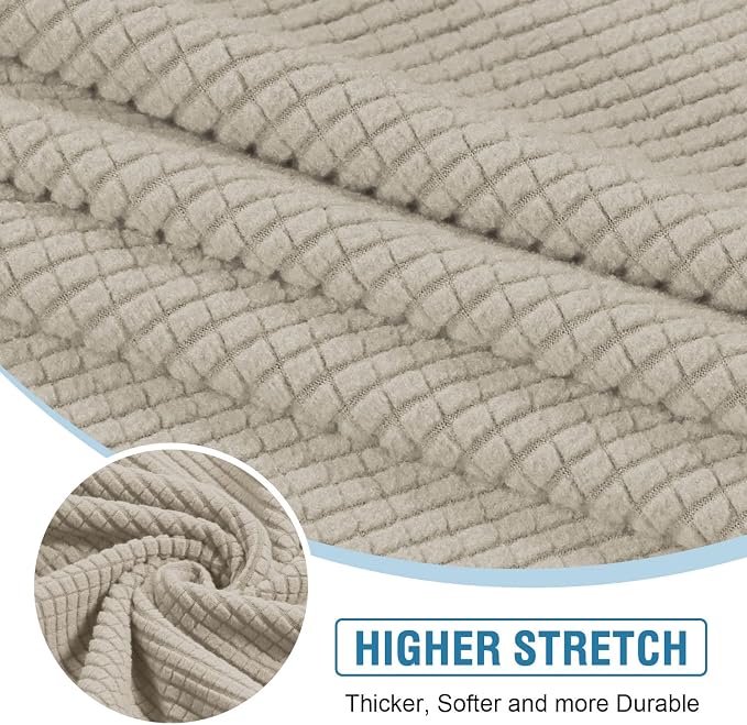 H.VERSAILTEX Sectional Couch Covers 3 Pieces Sofa Seat Cushion Covers L Shape Separate Cushion Couch Chaise Cover for Both Left/Right Sectional Couch (Seat Only: 1 Chaise + 2 Sofa, Island Fossi) - Image 4