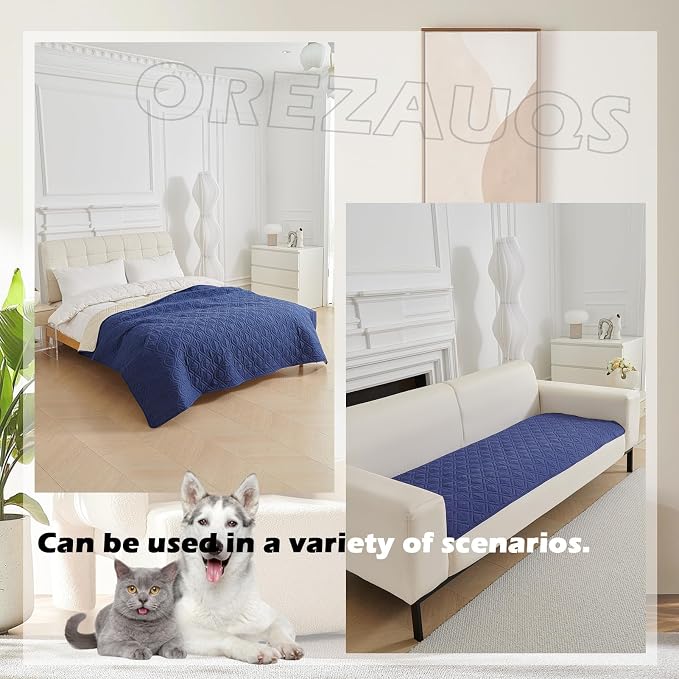 Waterproof Blanket Dog Bed Cover Non Slip Large Sofa Cover Dog Blanket for Couch Protection Pet Blanket for Furniture Bed Couch Sofa Reversible (Blue,210 * 210cm) - Image 3