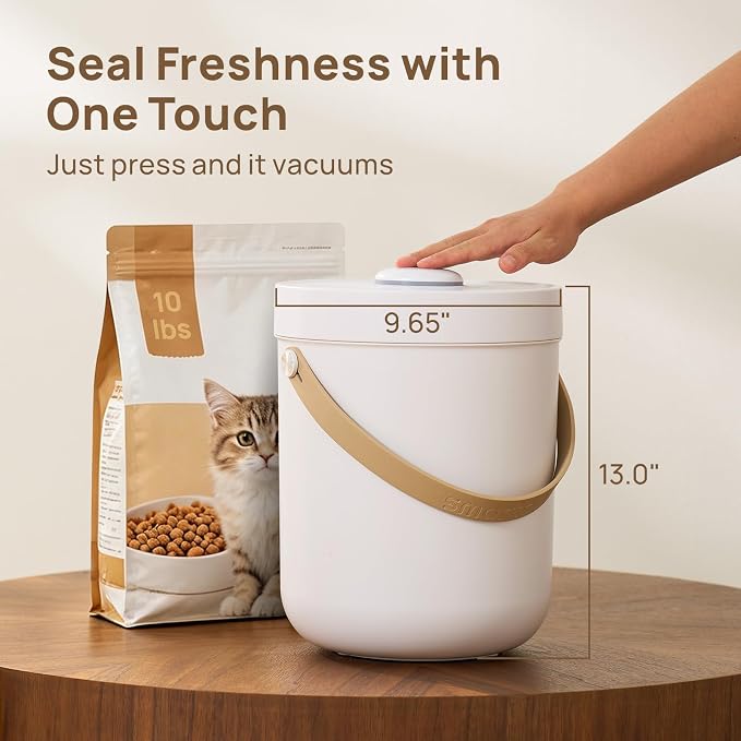 smartoo Vacuum Cat Dog Food Storage Container 5 lb, Dry Pet Food Storage | 10.6 Qt Airtight Cat Food Storage Container with One-Button Easy Use, Magnetic Scoop Incl., BPA-Free, Durable, Rechargeable - Image 8