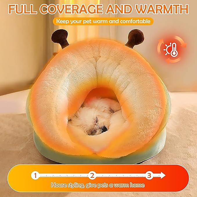 Small Dog and Cat Cave, Heated Pet Tent for Medium Puppies, Kitty Dogs, Cute Nest, Thick Fleece Warm Soft Sleeping Bag, Cozy Indoor Bed for Cats and Kittens (M, Green) - Image 5