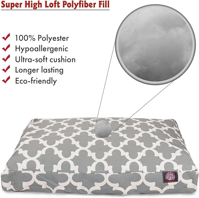 Gray Trellis Extra Large Rectangle Indoor Outdoor Pet Dog Bed With Removable Washable Cover By Majestic Pet Products - Image 3