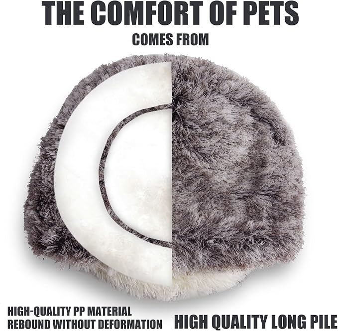 ShinHye Cat Bed Round Plush Fluffy Hooded Cat Bed Cave, Cozy for Indoor Cats or Small Dog beds, Soothing Pet Beds Doughnut Calm Anti-nxiety Dog Bed - Waterproof Bottom Washable, (23×23inch, Coffee) - Image 5