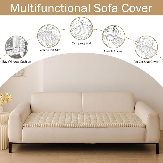 hyha Couch Cover for Dogs, Washable Non Slip Plush Flannel Sofa Protector | Thick Flannel, Silicone Anti-Slip Backing, Pet Hair & Scratch Protection, Fits Sofa & Loveseat (27.6" x 70.9") - Image 3