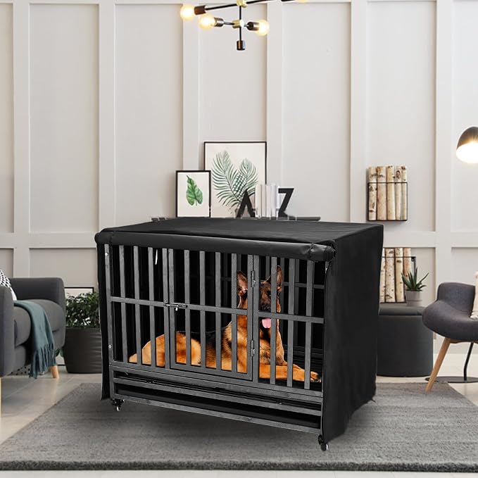 42 inch Heavy Duty Dog Crate Covers Durable 600D Polyester ( ONLY COVER) | Insulated Dog Kennel Cover Soundproof Windproof Rainproof Shading Fit for Wire Dog Cage Covers with Breathable Side Window - Image 7
