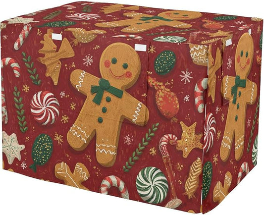 Dog Crate Cover Kennel Cover for Dog Cages Breathable for Wire Cage Indoor Outdoor Red Christmas Gingerbread Candy Canes by QwThum