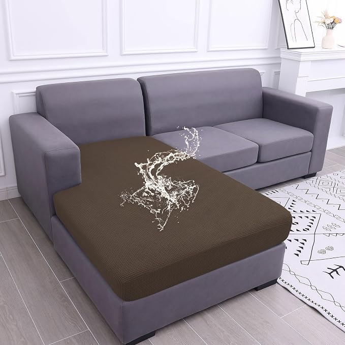 hyha Waterproof Sectional Couch Covers, Non Slip Sofa Cushion Covers | L Shape Sectional Fit, Stretch Jacquard Fabric, Elastic Bottom, Waterproof Protection (1 Piece for Chaise) by hyha