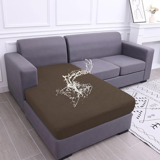 hyha Waterproof Sectional Couch Covers, Non Slip Sofa Cushion Covers | L Shape Sectional Fit, Stretch Jacquard Fabric, Elastic Bottom, Waterproof Protection (1 Piece for Chaise) by hyha