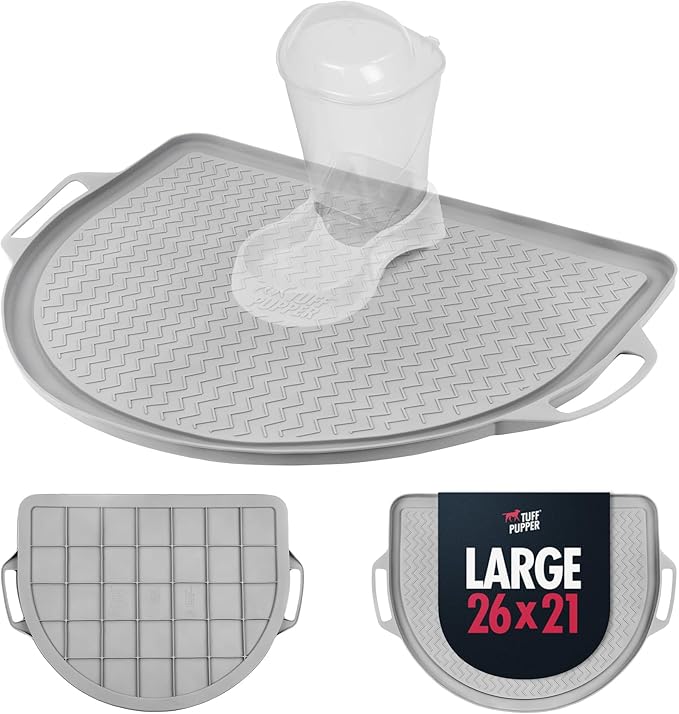Tuff Pupper 26x21 Large Waterproof Pet Feeding Mat | Designed for Pet Fountains, Dog Gravity Water Bowls, Elevated Feeders | Raised Edges Prevent Spills | Dishwasher Safe | Non Slip Silicone Base by TuffPupper