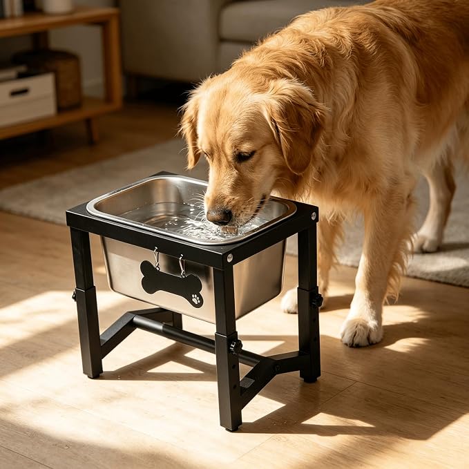 Metal Elevated Dog Bowls – 3 Adjustable Heights (9.2"-12") with 1.85GAL Stainless Bowl, Elevated Dog Bowls Medium/Large Breed, Elevated Dog Water Bowl, Neck & Joint Protection - Image 7