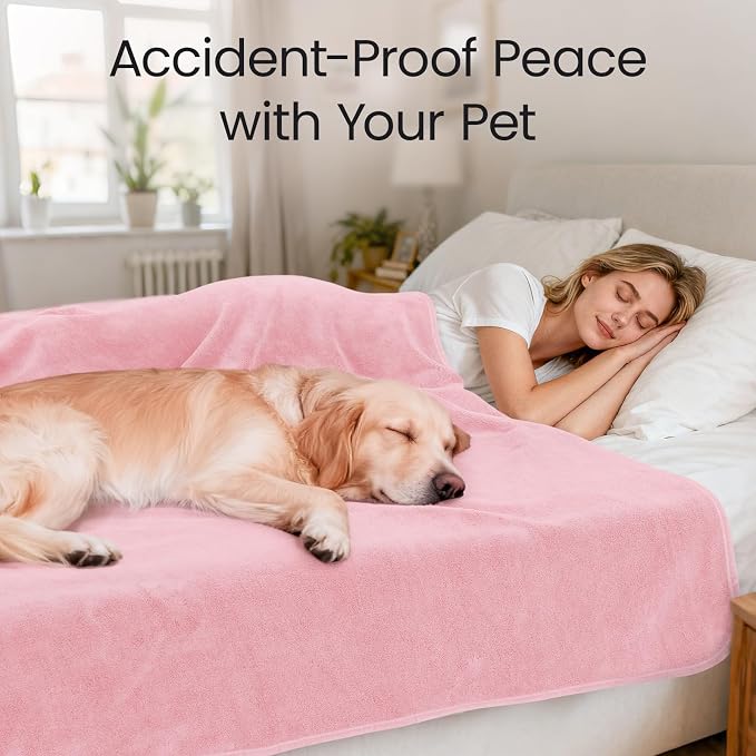 LOOBANI Waterproof Blanket for King Size Bed, Reversible Leakproof 85"x108" | Soft Flannel & Coral Fleece Bed Blanket, Water Resistant for Couch Sofa Cover, Movie Nights, Camping, Pet-Friendly, Pink - Image 5
