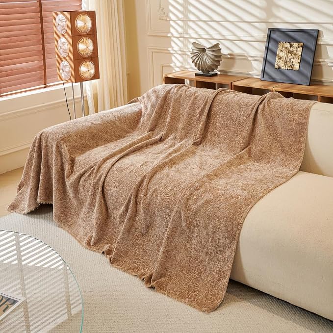 XXL Khaki Couch Cover for Dog Scratch Non Slip Chenille Sofa Cover | Solid Wear Resistant Furniture Protector for Home Decor, Suitable for Chairs, Loveseat, L-Shaped Sofas, Tassels Design - Image 8