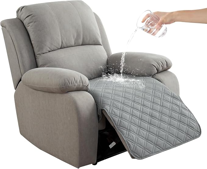 Genina Waterproof Recliner Chair Covers, Recliner Cover for Dog Pets Friendly, Washable Antislip Reclining Chair Cover Furniture Protector, Sofa Slipcover for Living Room(23.6inch/Light Grey) by Genina