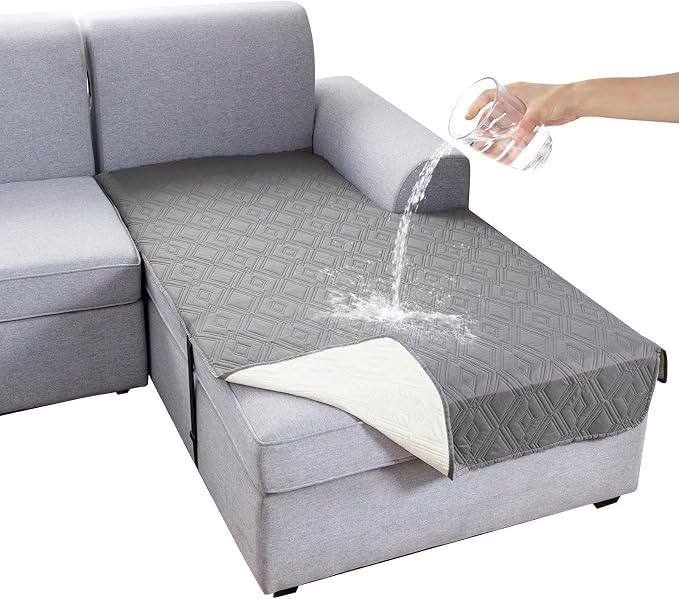 Genina 100% Waterproof Sectional Couch Covers for L Shaped Chaise Lounge Right, Anti-Slip Sectional Cover Furniture Protector Couch Cover for Dogs Pets, 1 Piece (Light Gray, Right Chaise Cover) by Genina