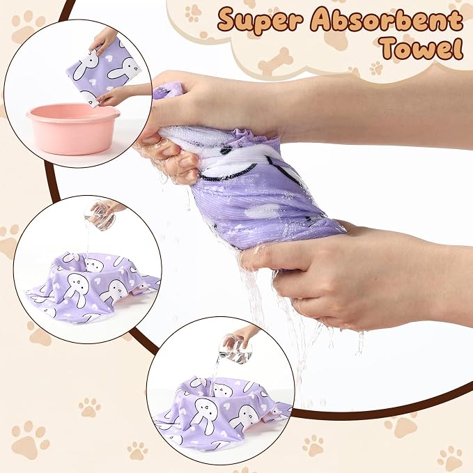 10 Pcs Dog Towels for Drying, 20"x40" Quick Drying Microfiber Pet Bath Towel, Dog Grooming Absorbent Towel with Cute Pattern, Soft Bathrobe for Large Medium Small Puppy Cat - Image 5