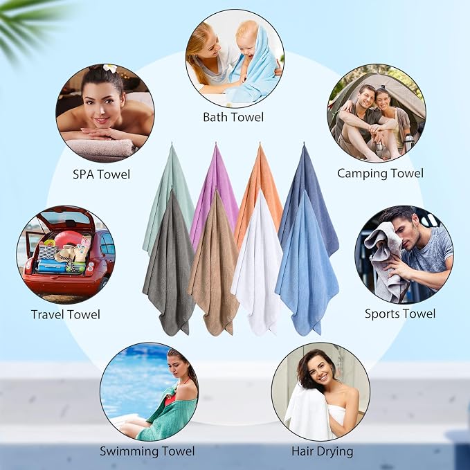 SmoothNovelty 16 Pack Microfiber Bath Towels Bulk 27'' x 60'' Oversized Size Bath Towel Highly Absorbent Extra Large Soft Drying for Beach Shower Summer Salon Sport Gym Party (Lattice,Pastel) - Image 7