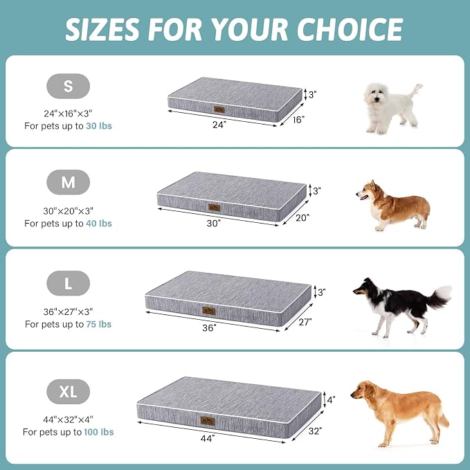 COZY KISS Cooling Orthopedic Dog Bed, Q-Max >0.5 Waterproof Egg Crate Foam Pet Bed with Removable Washable Cover, 36x27x3 Inch,Dark Grey - Image 4