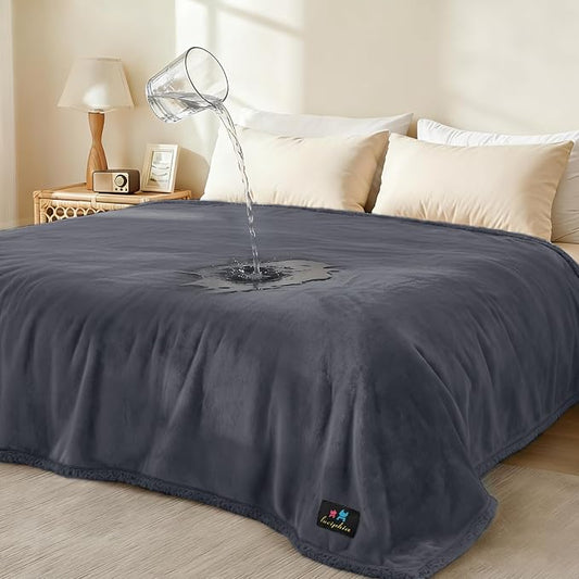 Luciphia Waterproof Pet Blanket, Liquid Pee Proof Dog Blanket for Sofa Bed Couch, Reversible Sherpa Fleece Furniture Protector Cover for Small Medium Large Dogs Cats, Dark Gray X-Large（85" x 57"） by luciphia