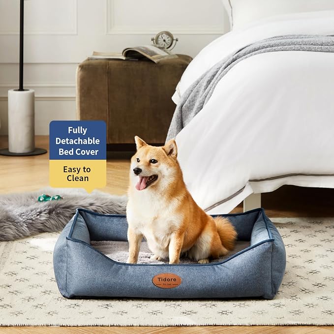 Tidore Orthopedic Dog Beds for Medium Dogs, Durable Egg Crate Foam Sofa Dog Bed wit Washable Removable Cover,Waterproof Lining,Pet Bed for Large Dogs (Denim Blue, 26.4" L x 21.7" W x 6.2" Th) - Image 2