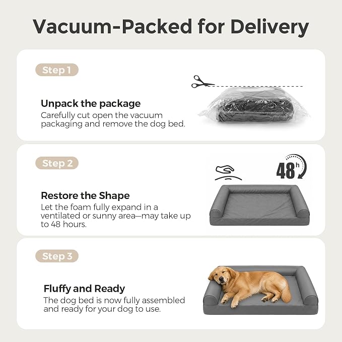 Sytopia 42 Inch Outdoor Waterproof Dog Bed for Extra Large Dogs, Washable Jacket-Grade Shell with Egg Crate Foam, Orthopedic Durable Bed for Patio, Deck, Ideal for Indoor Outdoor Use, Grey - Image 6